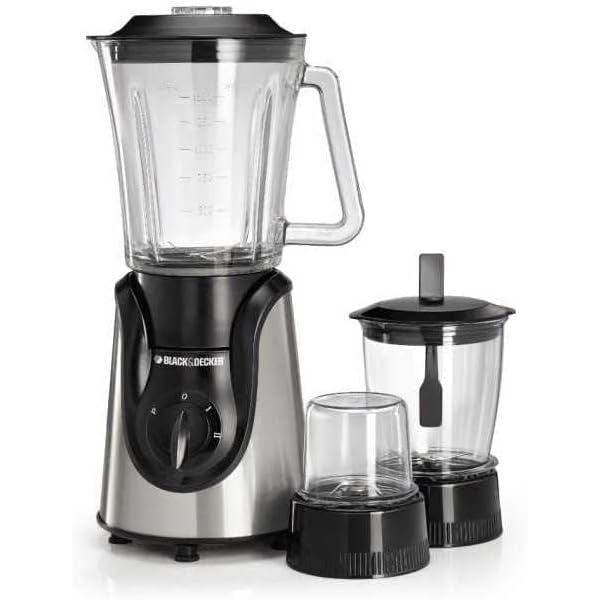 Black & Decker 600W Glass Blender with with Grinder and Mincer Chopper - White and Black [BX600G-B5]- 2 YEARS WARRANTY