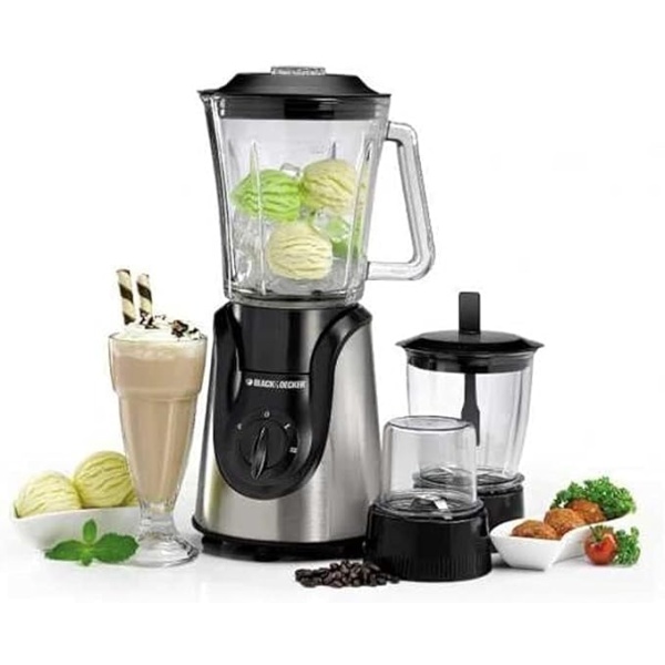 Black & Decker 600W Glass Blender with with Grinder and Mincer Chopper - White and Black [BX600G-B5]- 2 YEARS WARRANTY - Image 2