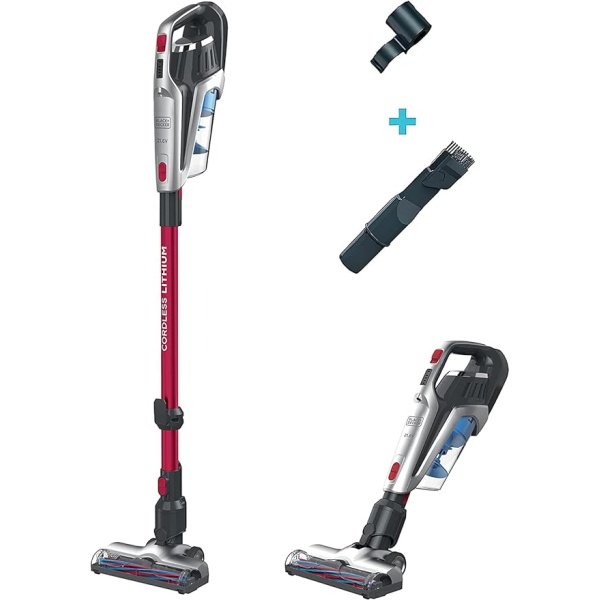 Black & Decker 21.6V 2Ah Li-Ion 500Ml 3-In-1 Cordless Stick Vacuum With Jack Plug Charger Red Bhfe620J-Gb International warranty