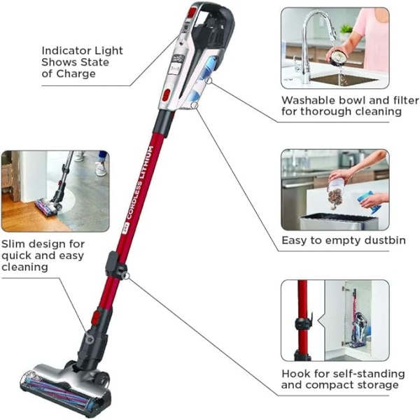 Black & Decker 21.6V 2Ah Li-Ion 500Ml 3-In-1 Cordless Stick Vacuum With Jack Plug Charger Red Bhfe620J-Gb International warranty - Image 4