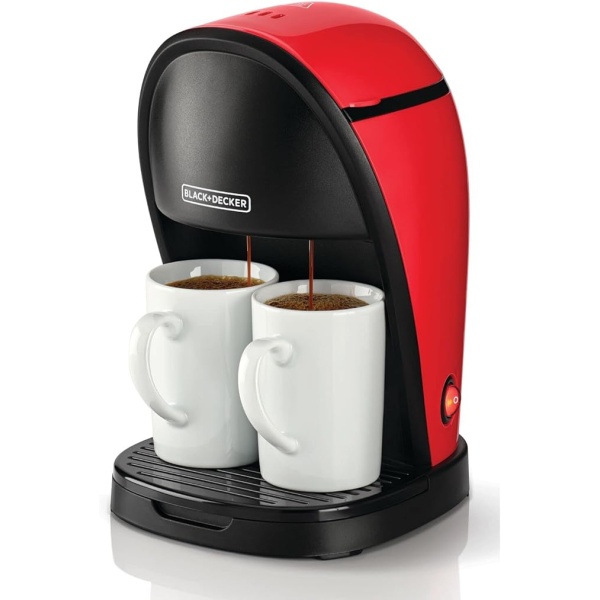 Black & Decker 450w 2 cups coffee maker machine 250ml water tank capacity with two mugs for drip and espresso DCM48-2 YEARS WARRANTY