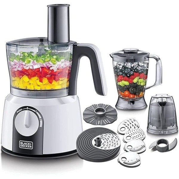 Black+Decker 1000W 32 Functions 5-in-1 Food Processor, White - FX1075-B5