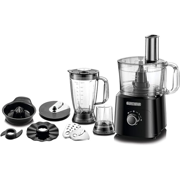 Black & Decker 750W 34 Functions 5 in 1 Food Processor with Chopper, Blender, Grinder, Citrus Juicer & Dough Maker, Black - FX775-B5- 2 YEARS WARRANTY - Image 7