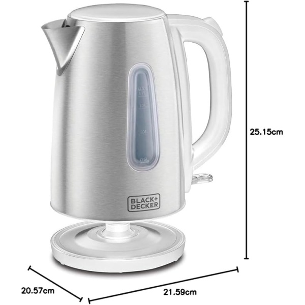 Black & Decker 2200W 1.7L Cordless Electric Kettle With Water-Level Indicator, Removable Filter, Auto Shut-Off And Stainless Steel Body, Perfect for Warm Beverages JC454-B5 - Image 2