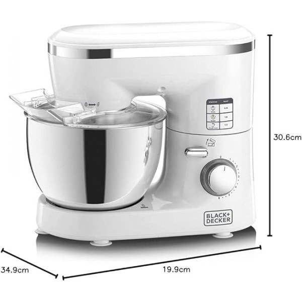Black & Decker 1000W Stand Mixer, White/Silver - Sm1000-B5, Mixed Material-2 YEARS WARRANTY - Image 2