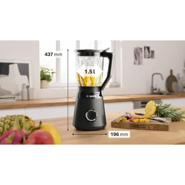 ⁦بوش خلاط ستاند سيريز 4-1200 واط - تصميم شفرة 4 اجنحة، ستانلس ستيل - 1.5 لتر - مستوى السرعة 2 - اسود - MMB6172B⁩ - الصورة ⁦7⁩