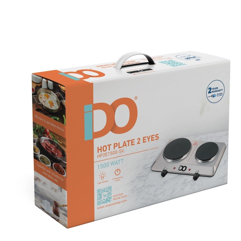IDO Hot Plate 2 Eye 1500 W Silver – HP2E1500-SV - Image 2