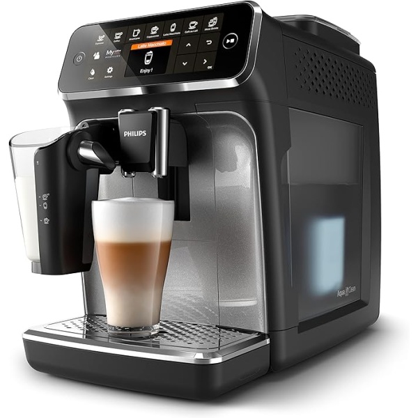 PHILIPS Bean-to-Cup Espresso Machine - LatteGo Milk Frother, 8 Coffee Variaties, Intuitive Display, Black (EP4346/70) - Image 3