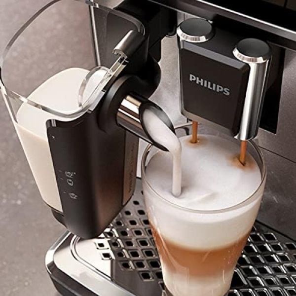 PHILIPS Bean-to-Cup Espresso Machine - LatteGo Milk Frother, 8 Coffee Variaties, Intuitive Display, Black (EP4346/70) - Image 4