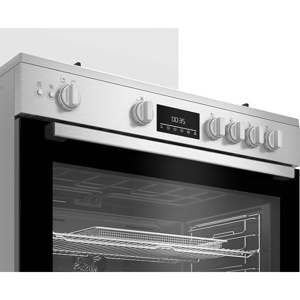 Beko 2x1 Free-Standing Stove - Air Fryer Function - 90 cm - Cast Iron Holders - 5 Burners - Cooling and Cooking Fans - LED Digital Display - Large Oven - Stainless Steel - BGGR 11225 GXA - Image 3