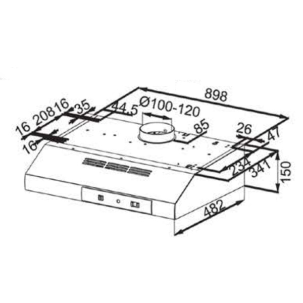 ⁦شفاط مطبخ فرانكي ٩٠ سم كلاسيكي، محركان، ٣٨٠ متر مكعب/ساعة، ستانلس ستيل - FTT 9322 XS⁩ - الصورة ⁦2⁩