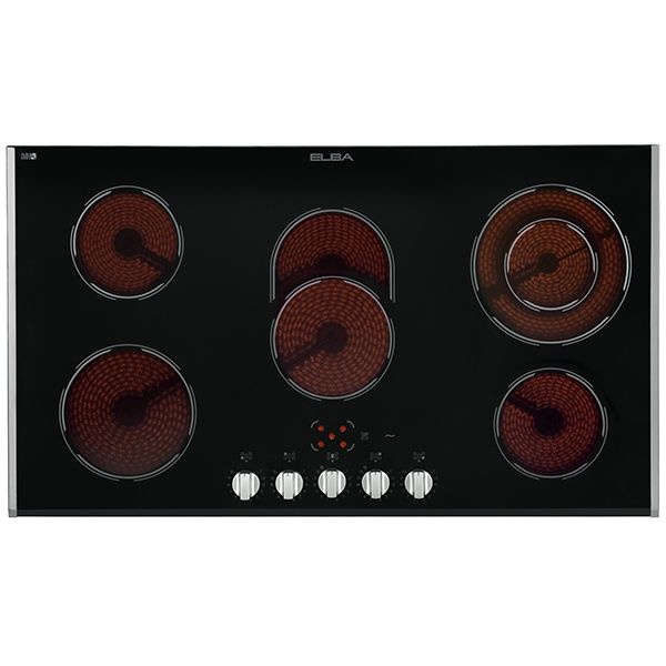 Elba Electric Built-In Hob, 5 Burners, Black-477-007 X