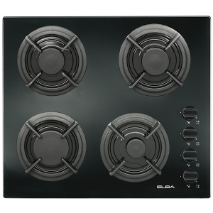 مسطح غاز زجاجي  إلبا، ٤ شعلات، حديد زهر، ٦٠ سم، E41-455BK
