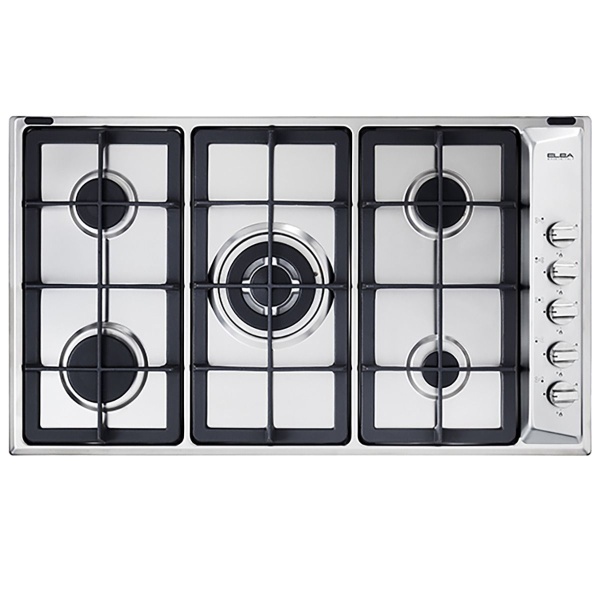 Elba Built-In Gas Hob, 5 Burners, 90CM, Black and Silver - E95-545 XN