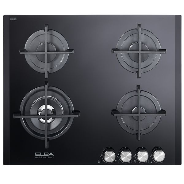 Elba Gas Built-In Hob, 4 Burners, Black - ELIO 65-445 CG