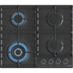 Gorenje 60 cm, 4 Gas burners, cast iron holders, self-ignition & Full safety, front Control Black-  GW642AB