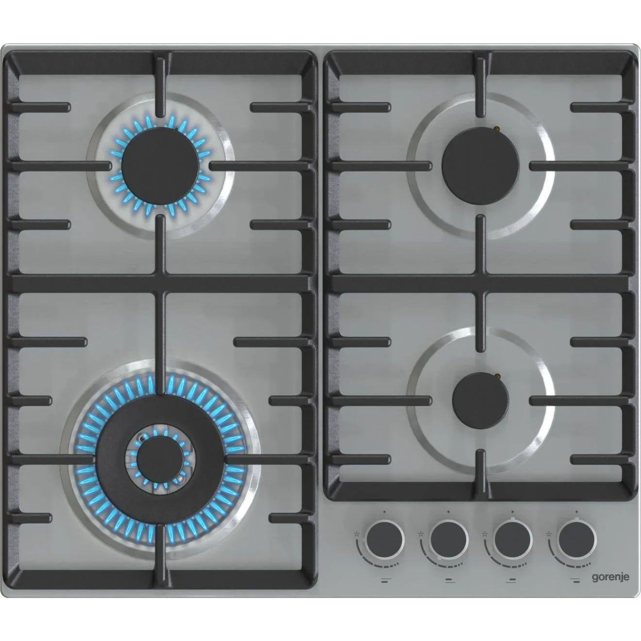 Gorenje , 60 cm Stainless Steel Gas Hob, One hand Ignition, Cost Iron Pan Support, Made in Slovenia,GW642ABX