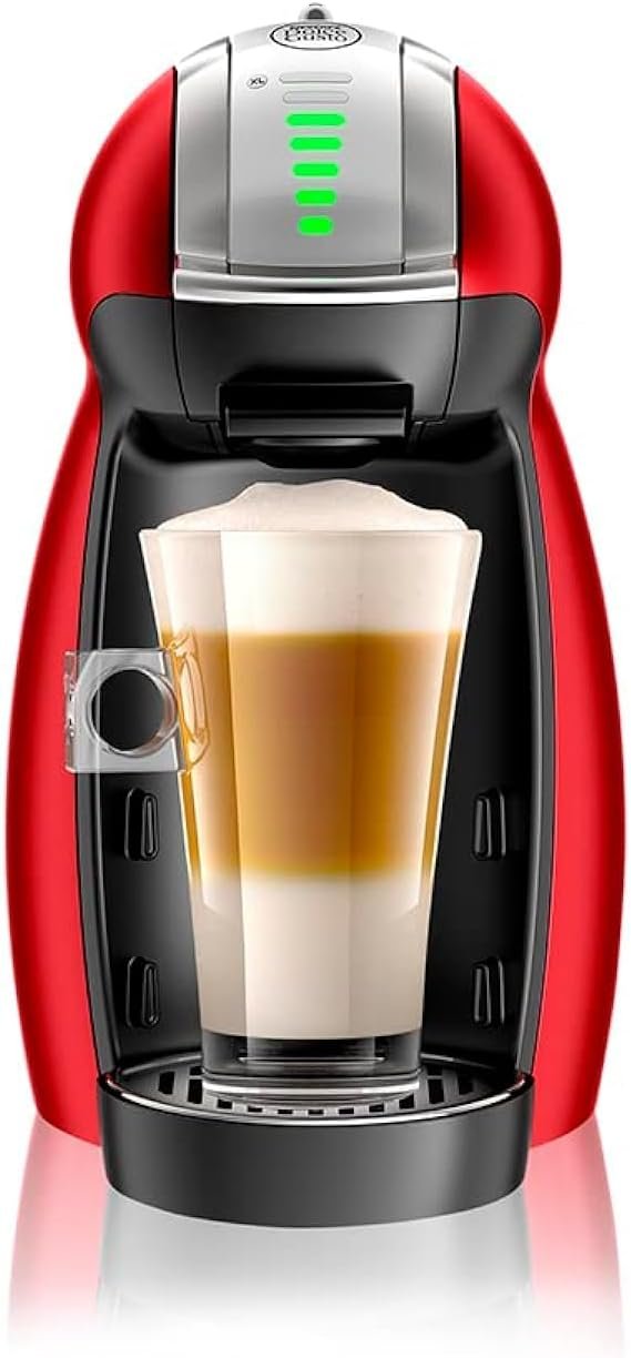 Nescafe Dolce Gusto by DeLonghi GENIO 2 Automatic Capsule Coffee Machine with Compact & Powerful up to 15 Bar Pressure, Cappuccino, Grande, Tea, Hot Chocolate & Espresso Coffee Maker EDG465.R Red (INTERNATIONAL WARRANTY)