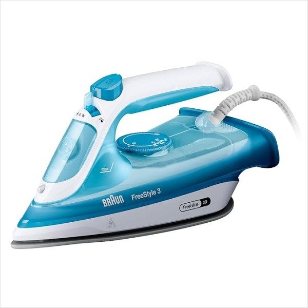 Braun FreeStyle 3 Steam Iron with 3D FreeGlide Technology, Super Ceramic Sole, Auto Shut-Off, 270ml Tank, 2400W FI 3144, Blue