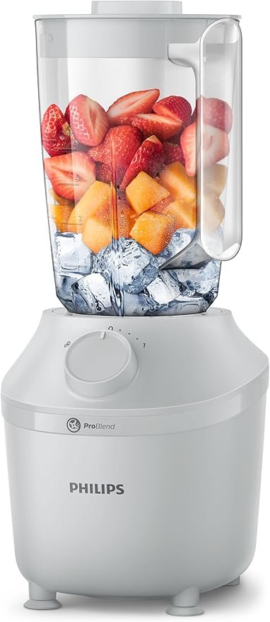 Philips Blender - 450W, Plastic, 1L Capacity, 4 Star Blade Mill included, ProBlend System For Crushing Ice, White - HR2041/16 - Image 2