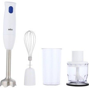 Braun MQ10.202MWH MultiQuick 1 Hand Blender -  Chopper, Whisk and 600 ml Mixing and Measuring Cup, 450 Watt, White