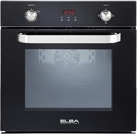 512-7GTC فرن غاز إلبا، ٦٠ سم، زجاج أسود، متعدد الوظائف، سعة ٥٤ لترًا، مفاتيح من الستانلس ستيل لضبط الحرارة والوظائف، مؤقت إلكتروني يعمل باللمس، مروحة داخلية، مروحة تبريد. 512-7GTC