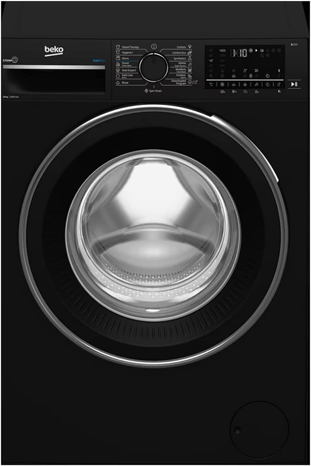 B3WFU501040BCI بيكو غسالة ملابس فول أوتوماتيك 10 كيلو 1600 لفة ديجيتال بالبخار انفرتر اسود B3WFU501040BCI