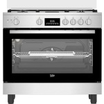 بوتاجاز بيكو ٢×١ قائم بذاته - وظيفة القلي الهوائي - ٩٠ سم - حوامل من حديد الزهر - ٥ شعلات - مراوح تبريد وطهي - شاشة رقمية LED - فرن كبير - ستانلس ستيل - BGGR 11225 GXA