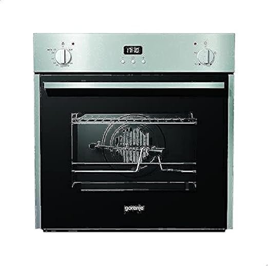 BOG632E10FX فرن غاز جرونيا بيلت ان ، ستانلس ستيل، مع شواية ومروحة، 60 سم - فضي وأسود - BOG632E10FX