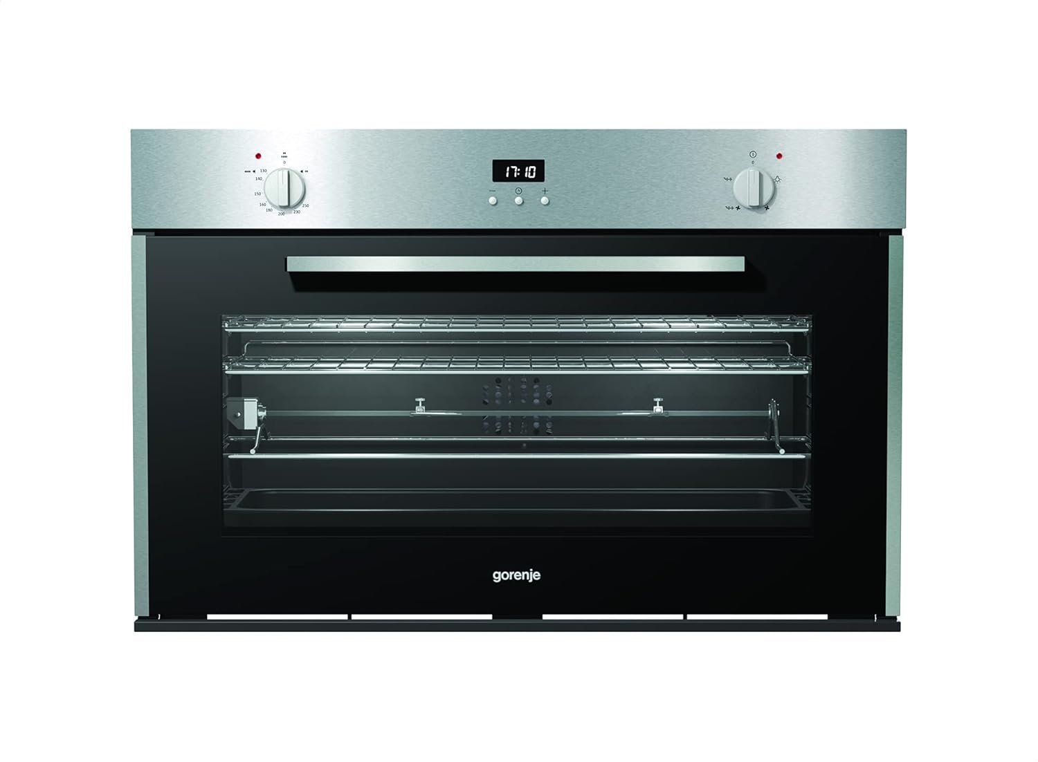 BOG932E10FX فرن غاز جورنيا بيلت ان ، ستانلس ستيل، مع شواية ومروحة، 90 سم - أسود BOG932E10FX