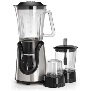 بلاك اند ديكر خلاط زجاجي مع مطحنة ومفرمة 600 واط  - ابيض واسود، BX600G-B5