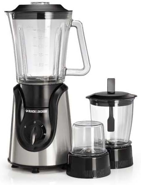 BX600G بلاك اند ديكر خلاط زجاجي مع مطحنة ومفرمة 600 واط - ابيض واسود، BX600G-B5