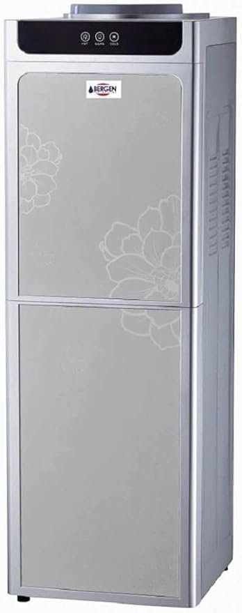 BYB-87-Silver مبرد مياه بيرجن بحنفيتين بارد-ساخن ، استانلس ستيل، بثلاجة وفريزر، تصميم ابواب ميتاليك، موديل BYB87 - سيلفر - الصورة 1