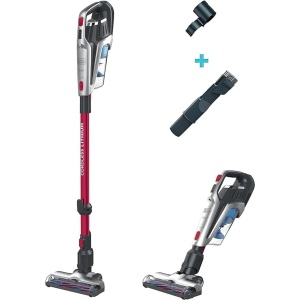 مكنسة كهربائية عمودية لاسلكية 3 في1 من بلاك اند ديكر ببطارية ليثيوم ايون 21.6 فولت و2 امبير في الساعة وسعة 500 مل مع شاحن، لون احمر - ‏BHFE620J-GB