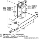 ⁦بوش شفاط مطبخ 90 سم ثلاث سرعات بقوة 629 متر مكعب/ ساعة زجاج شفاف أسود DWK095G60⁩ - الصورة ⁦5⁩