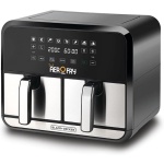 قلاية هوائية ديجيتال بتصميم مزدوج 1700 وات سعة 4 ليتر + 4 ليتر مع دوران سريع للهواء الساخن للقلي والشواء والتحميص والخبز من بلاك اند ديكر، موديل DZAF1700-B5، 8 ليتر، 1700 واط، متعدد