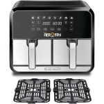 ⁦قلاية هوائية ديجيتال بتصميم مزدوج 1700 وات سعة 4 ليتر + 4 ليتر مع دوران سريع للهواء الساخن للقلي والشواء والتحميص والخبز من بلاك اند ديكر، موديل DZAF1700-B5، 8 ليتر، 1700 واط، متعدد⁩ - الصورة ⁦5⁩