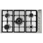 مسطح  غاز إلبا 90 سم، 5 شعلات، حديد زهر، ستانلس ستيل، E90-541XC