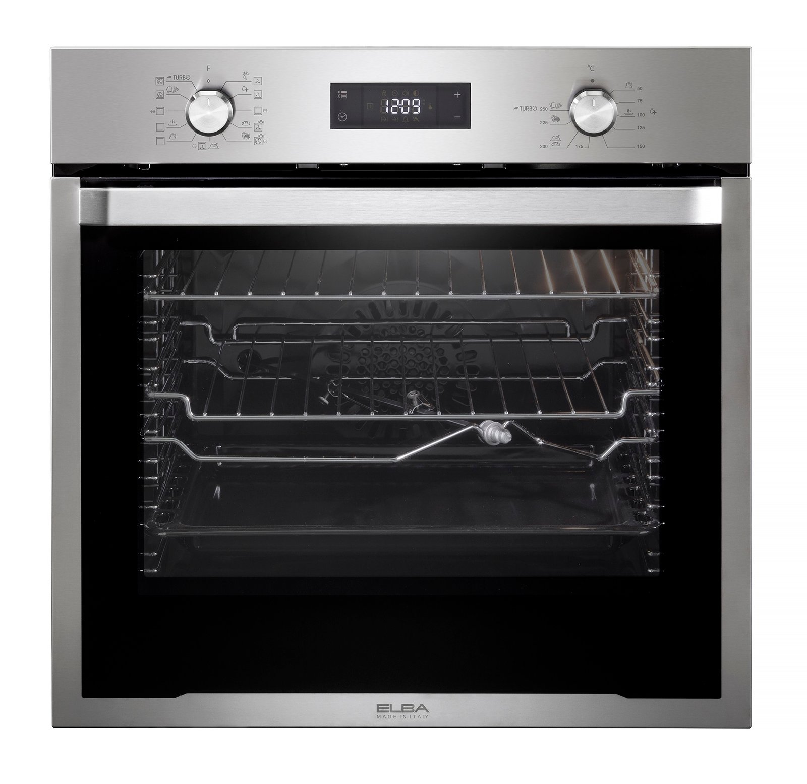 ELIO600XLTURBO فرن إلبا الكهربائي متعدد الوظائف، ٦٠ سم، ستانلس ستيل، سعة ٧٤ لترًا صافيًا، تجويف مع رفوف جانبية، ١٧ وظيفة - ELIO600XL TURBO