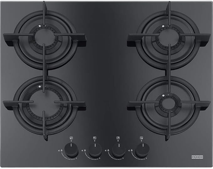 FHCR-604-4G-HE-BK-C مسطح غاز فرانكي مدمج، كريستال جديد، 4 شعلات، أسود - FHCR 604 4G HE BK C