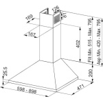 ⁦شفاط مطبخ فرانكي، 60 سم، 430 متر مكعب/ساعة، ستانلس ستيل - FJO 624 XS⁩ - الصورة ⁦3⁩