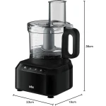 Braun PureEase Food Processor, 800 Watts, Black  – FP3132BK - Image 2