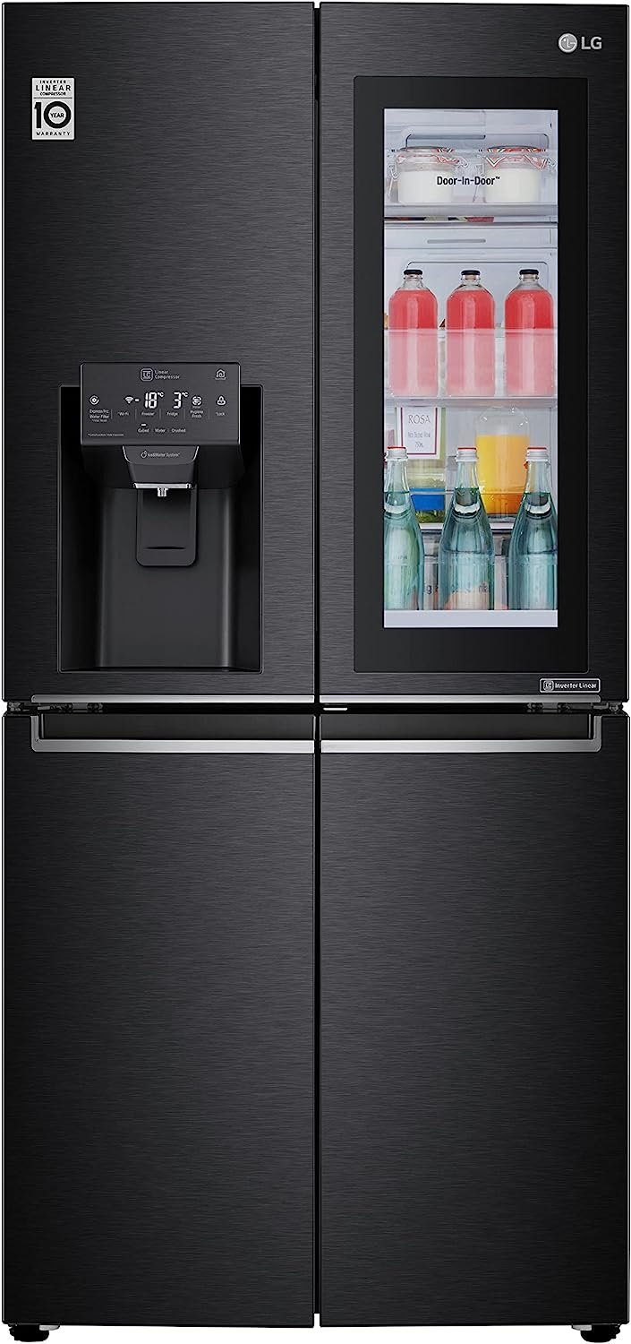 GC-X22FTQEL ثلاجه ال جى 4 باب ديجيتال انفرتر بمبرد مياه، نو فروست، اسود - GC-X22FTQEL