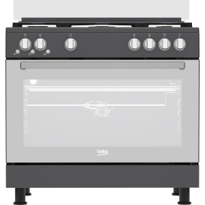 بيكو بوتاجاز غاز - 90 سم - 5 شعلات - مروحة تبريد امنة بالكامل + مروحة طبخ + ستانلس غامق + دعم مقلاة مصبوبة (GGR 15115 DX NA)