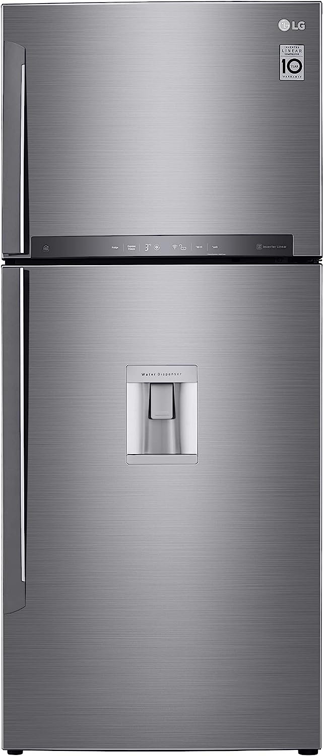 GNF722HLHL ثلاجه ال جى انفرتر 509 لتر ، سلفر ستانلس بالحنفية ديجيتال -GN-F722HLHL