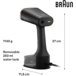 ⁦براون كويك ستايل 7 GS7077BK، مكواة بخار عمودية مزودة بلوح تسخين مزدوج FreeGlide 3D، تسخين سريع، بخار 35 غ/دقيقة، سعة 250 مل، كابل بطول 3 أمتار، 1600 واط، لون أسود⁩ - الصورة ⁦2⁩