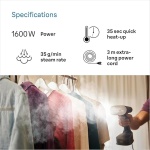 ⁦براون كويك ستايل 7 GS7077BK، مكواة بخار عمودية مزودة بلوح تسخين مزدوج FreeGlide 3D، تسخين سريع، بخار 35 غ/دقيقة، سعة 250 مل، كابل بطول 3 أمتار، 1600 واط، لون أسود⁩ - الصورة ⁦4⁩