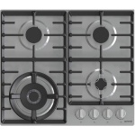 مسطح غاز جرونيا بيلت ان 60 سم، شعلات غاز محمية، شبكات من الحديد الزهر، إشعال بيد واحدة، ستانلس ستيل، GW641X