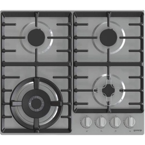 مسطح غاز جرونيا بيلت ان 60 سم، شعلات غاز محمية، شبكات من الحديد الزهر، إشعال بيد واحدة، ستانلس ستيل، GW641X