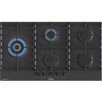 مسطح غاز جرونيا بيلت ان  90 سم، 5 شعلات غاز، قاعدة مقلاة من حديد الزهر، إشعال بيد واحدة، أسود، Gw951Mb